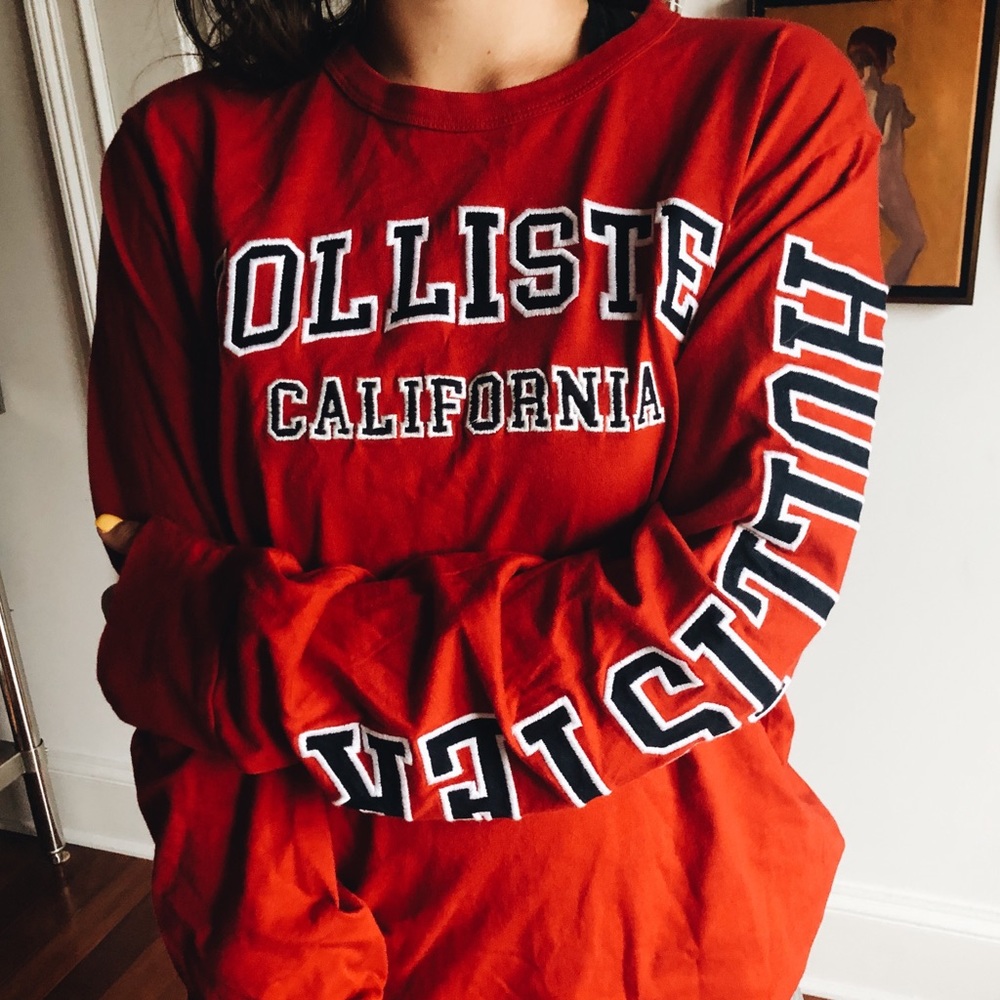 Hollister Boyfriend Red Long Sleeve Comfy Shirt